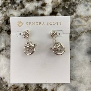 Kendra Scott Presleigh Love Knot In Bright Silver Drop Earrings
